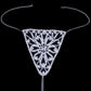 Rhinestone Floral Pattern Underwear Thong Panty Body Chain Jewelry