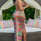 Rainbow Stripe Print Slit Maxi Dress