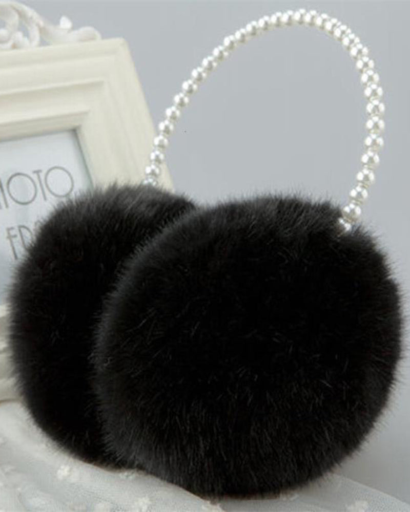 1PCS Faux Fur Beaded Winter Earmuffs Ear Warmers