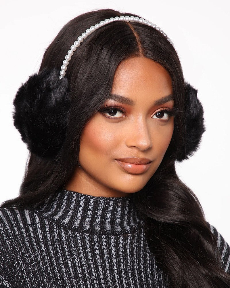 1PCS Faux Fur Beaded Winter Earmuffs Ear Warmers