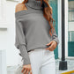 High Neck Cold Shoulder Knit Sweater