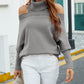 High Neck Cold Shoulder Knit Sweater