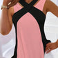 Colorblock Crisscross Casual Tank Top