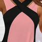 Colorblock Crisscross Casual Tank Top