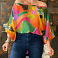 Off Shoulder Allover Print Lantern Sleeve Top