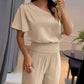 Bell Sleeve Ruched Top & High Waist Cuffed Pants Set