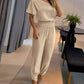 Bell Sleeve Ruched Top & High Waist Cuffed Pants Set