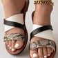 Snakeskin Colorblock Slippers Cross Strap Sandals