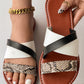 Snakeskin Colorblock Slippers Cross Strap Sandals