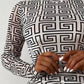 Geometric Print Long Sleeve Bodycon Dress