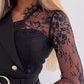Eyelash Lace Patch Double Breasted Bodycon Dress