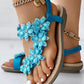 Floral Pattern Toe Ring Slingback Beach Sandals