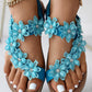 Floral Pattern Toe Ring Slingback Beach Sandals