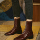 Zip Front Square Toe Chunky Boots