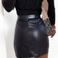 Beaded PU Leather Skirt