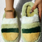 Colorblock Platform Fluffy Winter Thermal Slippers