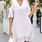 Hollow Out Scallop Trim Cold Shoulder Casual Dress
