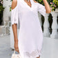 Hollow Out Scallop Trim Cold Shoulder Casual Dress