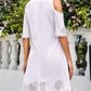 Hollow Out Scallop Trim Cold Shoulder Casual Dress