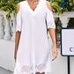 Hollow Out Scallop Trim Cold Shoulder Casual Dress