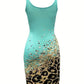 Contrast Leopard U Neck Sleeveless Bodycon Dress