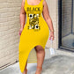 Letter Poker Print Slit Casual Tank Dress