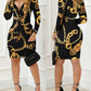 Baroque Chain Print Twist Detail Party Dress