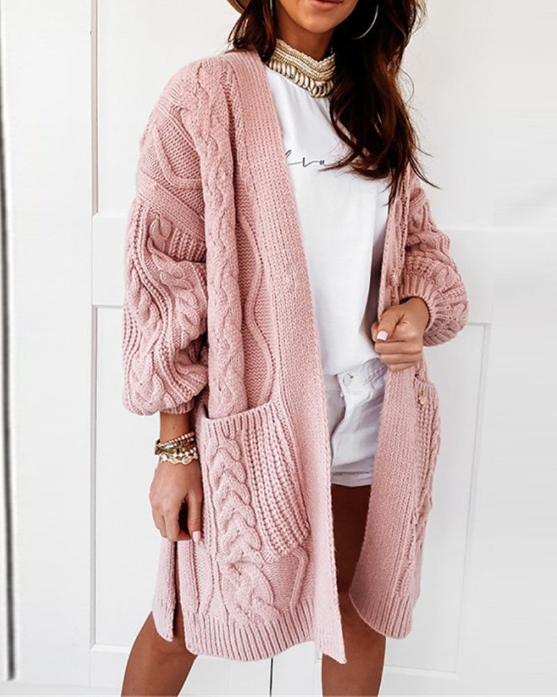 Long Sleeve Pocket Design Knit Cardigan