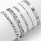 5pcs Women's Fashion Gorgeous Faux Diamond Geometric Cutout Bracelets Set