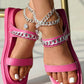 Double Strap Chain Decor Slippers