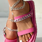 Double Strap Chain Decor Slippers
