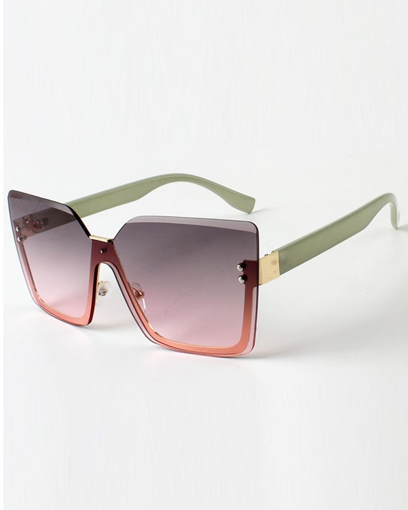 1Pair Vintage Large Trendy Rimless Shades Square Sunglasses