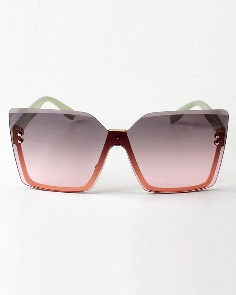 1Pair Vintage Large Trendy Rimless Shades Square Sunglasses