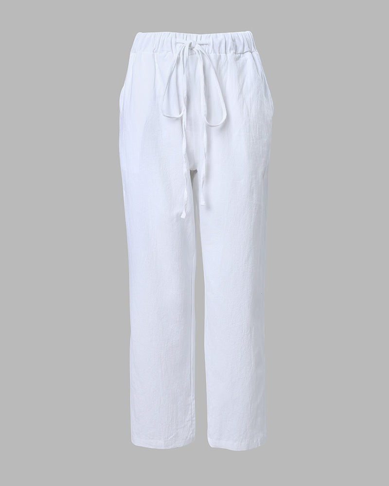 Pocket Detail Drawstring Casual Pants