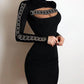 Rhinestone Chain Pattern Cutout Bodycon Dress