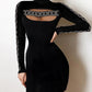 Rhinestone Chain Pattern Cutout Bodycon Dress