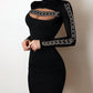 Rhinestone Chain Pattern Cutout Bodycon Dress