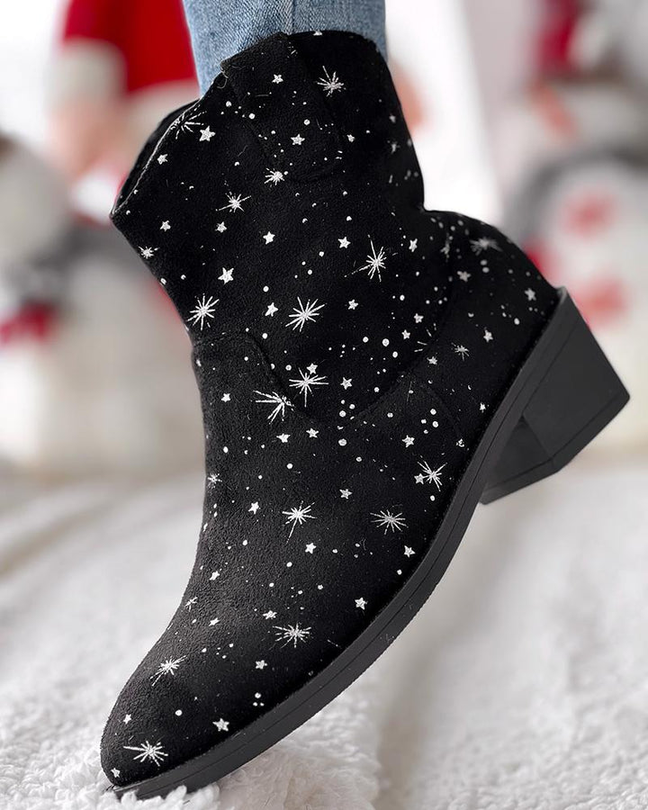 Star Chunky Heel Ankle Boots