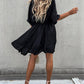 Batwing Sleeve Overlap Flowy Swing Dress