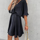 Batwing Sleeve Overlap Flowy Swing Dress