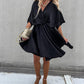 Batwing Sleeve Overlap Flowy Swing Dress