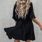 Batwing Sleeve Overlap Flowy Swing Dress