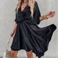 Batwing Sleeve Overlap Flowy Swing Dress