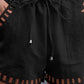 Hollow Out Drawstring Belted Shorts