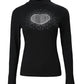 Rhinestone Heart Pattern Long Sleeve Top