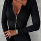 Round Neck Zipper Design Long Sleeve Top
