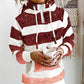 Striped Ombre Pocket Design Hooded Sweatshirt