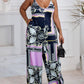 Plus Size Baroque Scarf Print Wide Leg Jumpsuit
