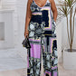 Plus Size Baroque Scarf Print Wide Leg Jumpsuit