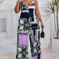 Plus Size Baroque Scarf Print Wide Leg Jumpsuit